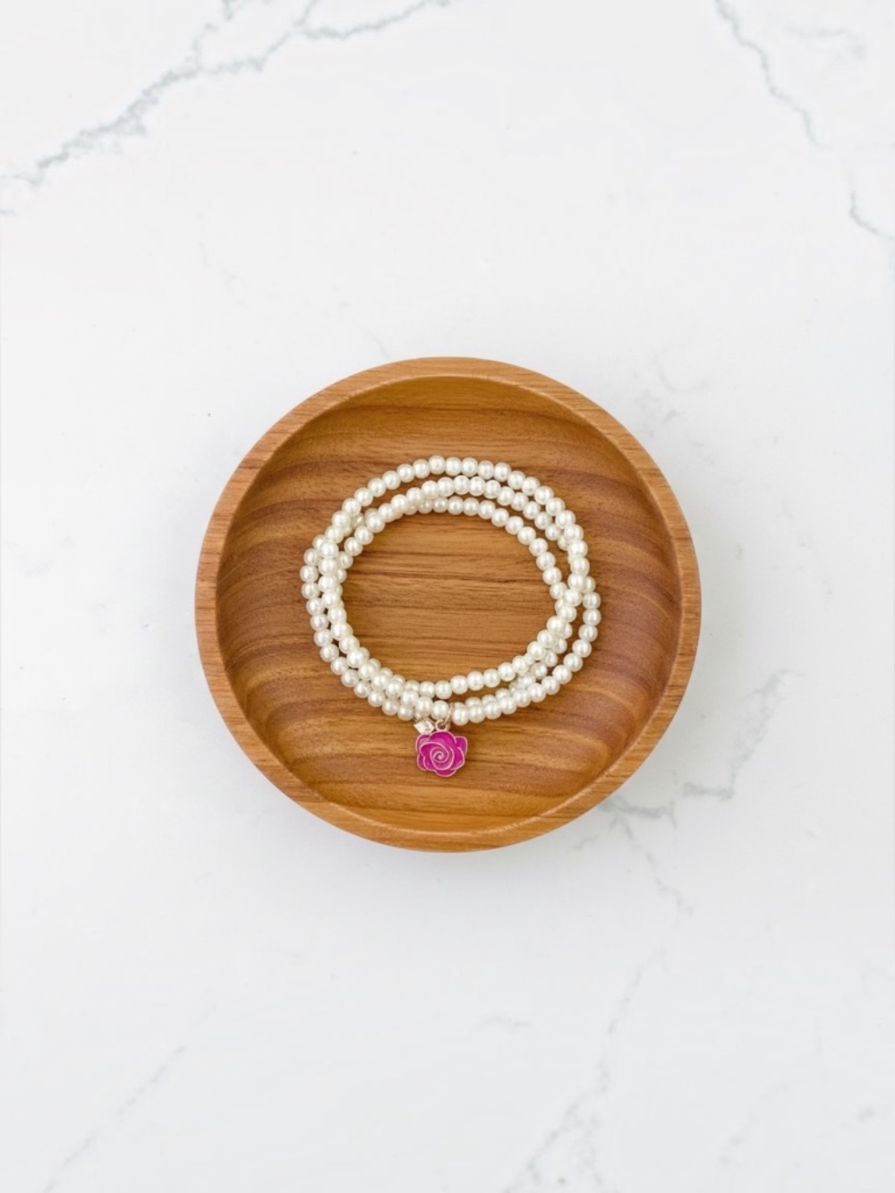 Keep Blooming Bracelet Set | Ivory Pearl Beads & Rose Charm |Growth & Resiliance